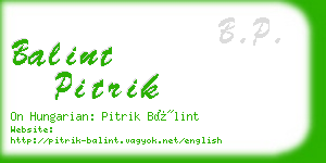balint pitrik business card